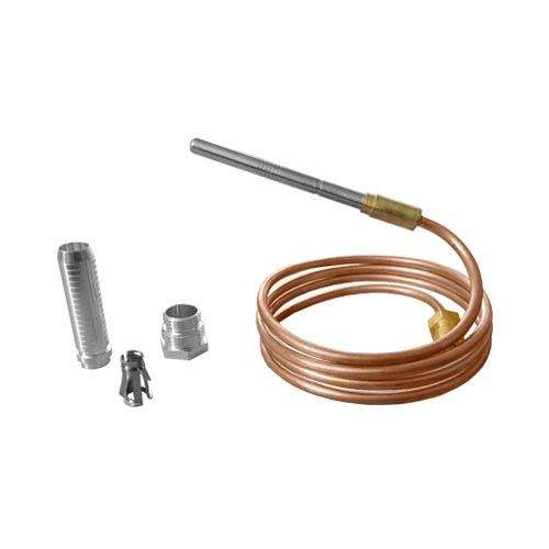 Universal thermocouple with metal probe, copper wire coil, and small fittings