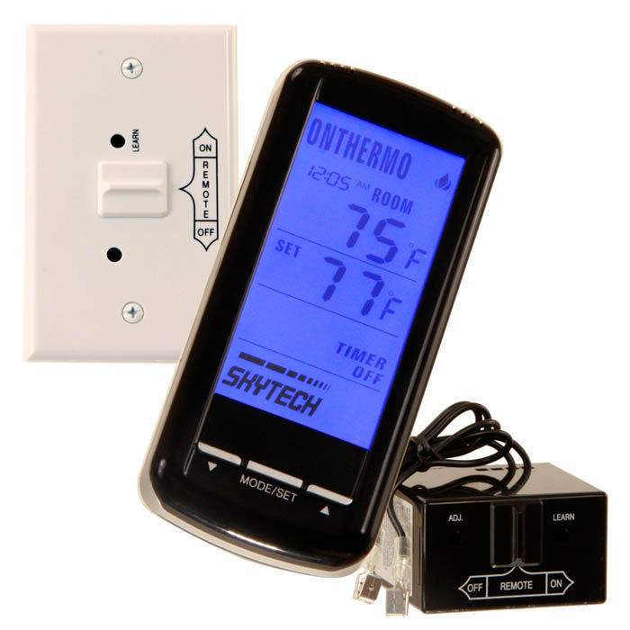 Fireplace remote control with backlit touch screen and ON/OFF buttons