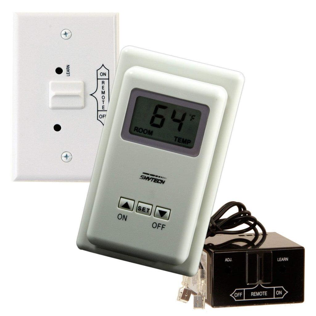 Wireless wall thermostat remote with LCD room temperature and on/off, set controls