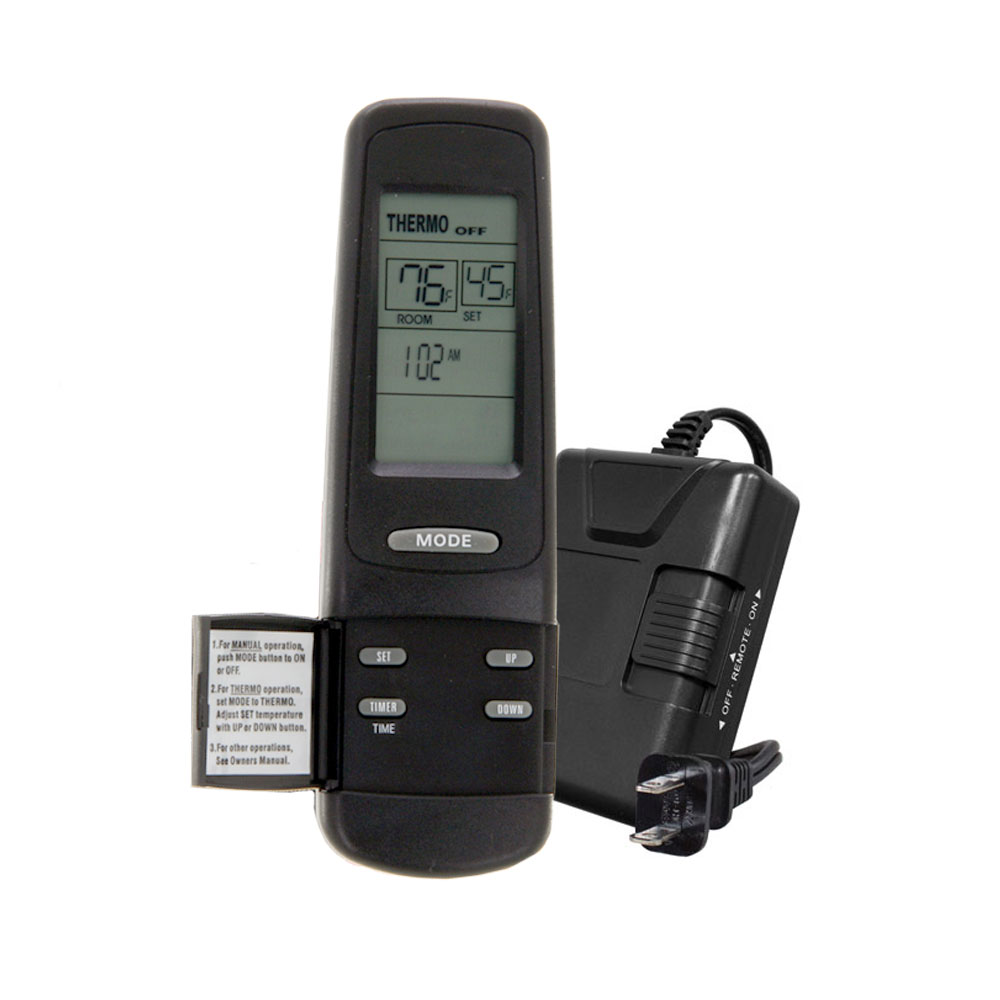 Fireplace remote control with LCD screen, thermo display, and button panel